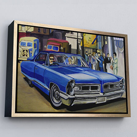 Kahverengi Çerçeveli Fırça Darbeleri ile Soyut Yağlıboya Görünüm Dekoratif Kanvas Duvar Tablosu