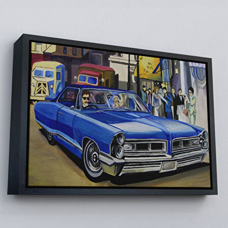 Kahverengi Çerçeveli Fırça Darbeleri ile Soyut Yağlıboya Görünüm Dekoratif Kanvas Duvar Tablosu