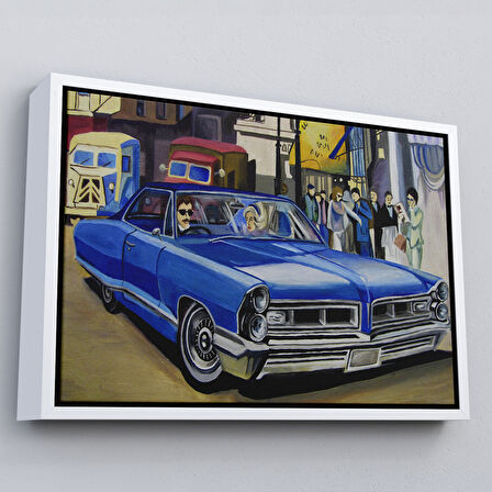 Kahverengi Çerçeveli Fırça Darbeleri ile Soyut Yağlıboya Görünüm Dekoratif Kanvas Duvar Tablosu