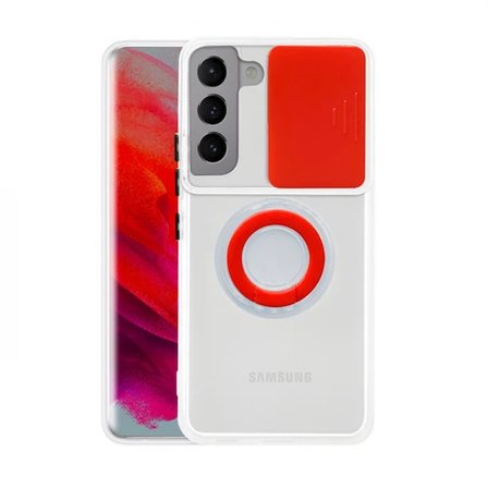 SM Galaxy S21 - S30 Kılıf Sürgülü Kamera Lens Korumalı Yüzük Standlı Silikon Kılıf-(5775)