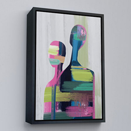 Altın Çerçeveli Pop Art Soyut İnsan Tablosu