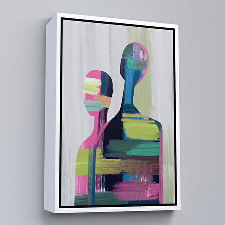 Altın Çerçeveli Pop Art Soyut İnsan Tablosu