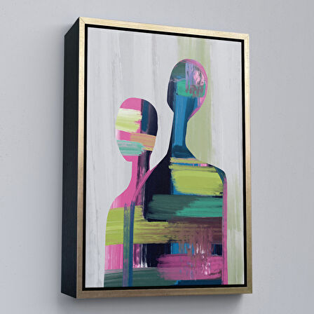 Siyah Çerçeveli Pop Art Soyut İnsan Tablosu