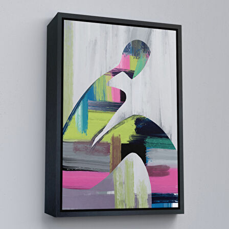 Altın Çerçeveli Pop Art Soyut İnsanlar Tablosu