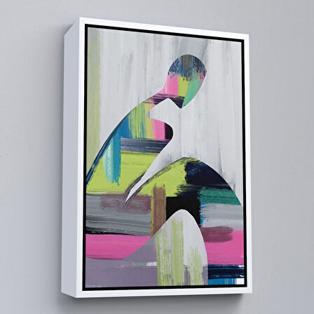 Altın Çerçeveli Pop Art Soyut İnsanlar Tablosu