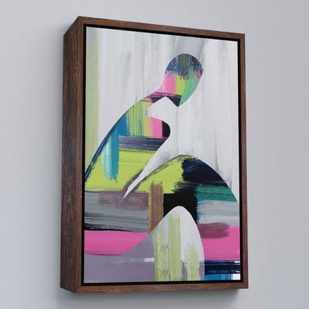 Kahverengi Çerçeveli Pop Art Soyut İnsanlar Tablosu