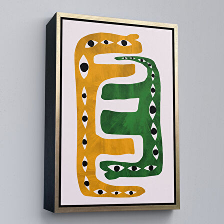 Kahverengi Çerçeveli Soyut Gözlü Ezoterik Yılan Tablosu