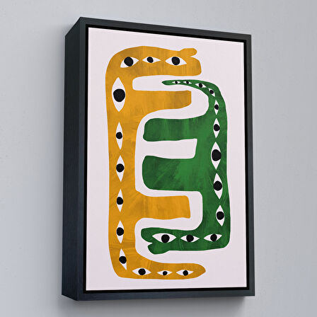 Kahverengi Çerçeveli Soyut Gözlü Ezoterik Yılan Tablosu