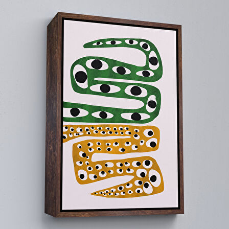 Siyah Çerçeveli Soyut Gözlü Ezoterik Yılan Tablosu