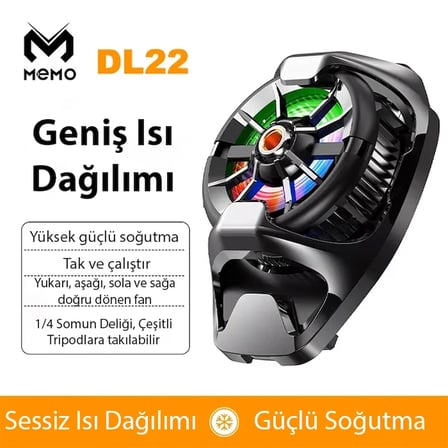 Mobil Oyun Aksesuarı MEMO DL22 Yarı İletken Arka Klips Soğutma Radyatörü Soğutucu iOS Android Siyah
