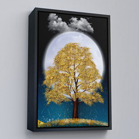 Altın Çerçeveli Modern Tasarım Altın Ağaç Tablosu