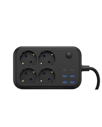 Termal Korumalı Uzatma Kablosu 4 Priz USB ve Type C Çoklu Şarj İstasyonu