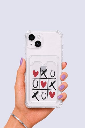 iPhone 13 Kartlıklı XoXO Desenli Kılıf
