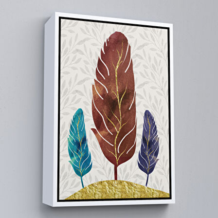 Siyah Çerçeveli Modern Tasarım Altın Tüyler Tablosu