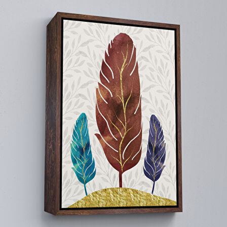 Siyah Çerçeveli Modern Tasarım Altın Tüyler Tablosu