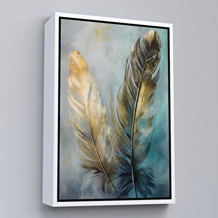 Kahverengi Çerçeveli Modern Tasarım Altın Tüyler Tablosu