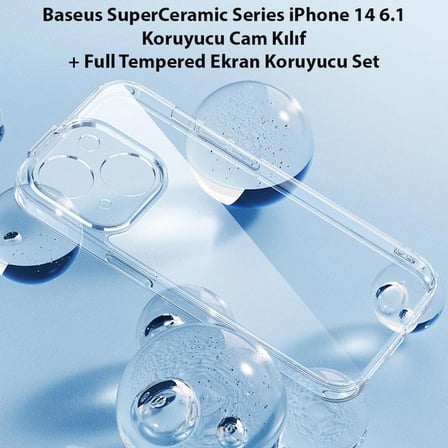 Baseus SuperCeramic Series iPhone 14 Plus 6.7 Koruyucu Cam Kılıf+Full Tempered Ekran Koruyucu Set-(5