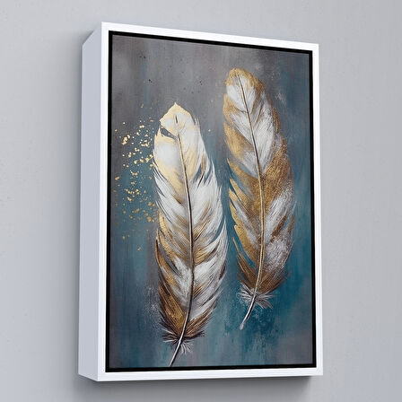 Altın Çerçeveli Modern Tasarım Altın Tüyler Tablosu