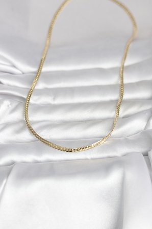 CM 14K Gold Renk Yassı Zincir Model 45 cm Kadın Kolye 5886