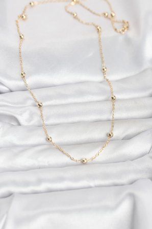 CM 14K Gold Renk Pirinç Top Zincirli 60 cm Kadın Kolye 5886