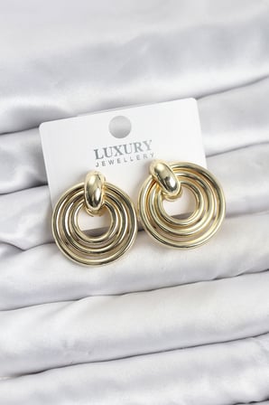 Gold Renk Pirinç Vintage Kadın Küpe 5886