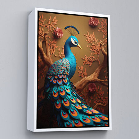 Kahverengi Çerçeveli Modern Tavus KuşuTablosu