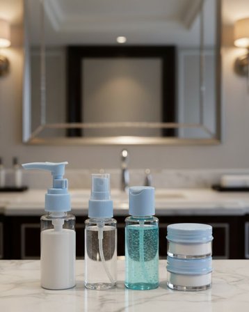 Kompakt 5’li Seyahat Banyo Şişe Takımı Çantalı