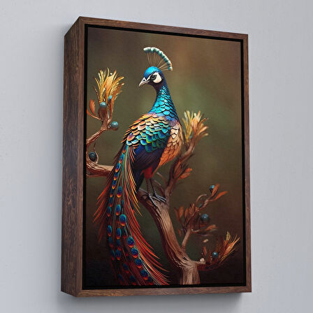 Beyaz Çerçeveli Modern Tavus KuşuTablosu