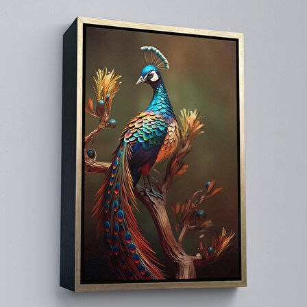 Beyaz Çerçeveli Modern Tavus KuşuTablosu