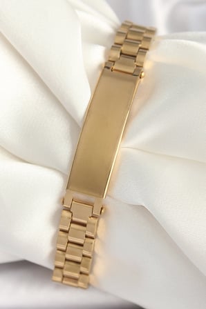 316L Çelik Gold Renk Zincir Künye Model Erkek Bileklik 5886