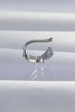 Pirinç Gümüş Renk Zirkon Taş Kaplama Earcuff Küpe 5886