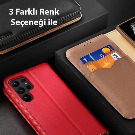 Dux Ducis SM Galaxy S23 Kılıf Mıknatıslı Cüzdanlı Deri Kılıf Hivo Series-(5775)