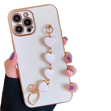 Ally iPhone 11 Pro Max 6.5inç Kılıf Kalp Bileklik Tutuculu Lüx Silikon Askılı Kılıf-(5775)