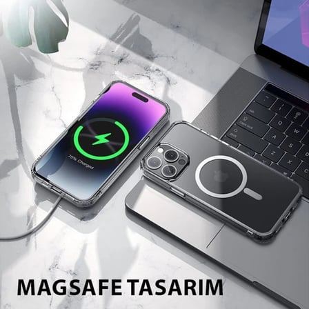 Hoco iPhone 15 Pro Max Anti-Fall Darbe Önleyici Airbag Manyetik Magsafe Silikon Kılıf-(5775)