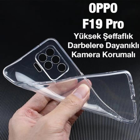 Ally OPPO F19 Pro Kılıf Kamera Korumalı Ultra İnce Şeffaf Silikon Kılıf-(5775)