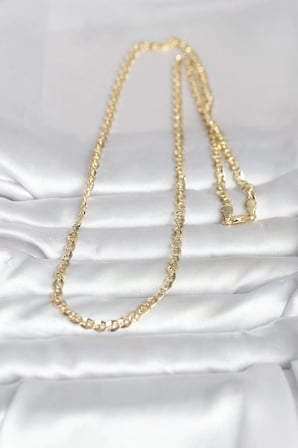 CM 14K Gold Renk Yassı Oval Zincirli Model 60 cm Kadın Kolye 5886