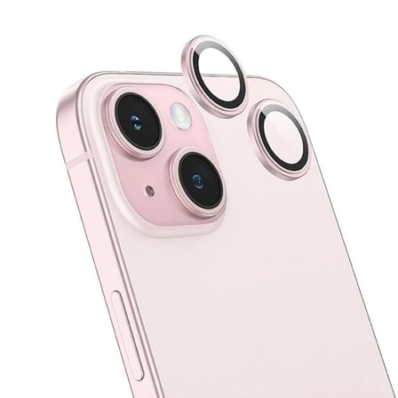 HOCO Crystal Clear iPhone 15-15 Plus HD 3D Metal Çerçeveli Kamera Koruyucu Lens-(5775)