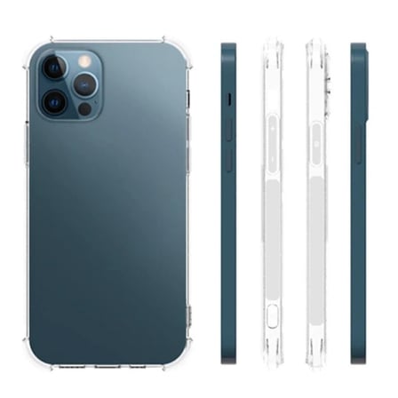 İPhone 12 Pro Max 6.7 Anti-Drop Silikon Kılıf Kamera Korumalı Şeffaf Silikon Kılıf-(5775)