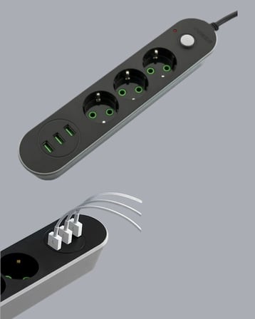 2 Metre Kablolu 3 USB Portlu Anahtarlı Üçlü Priz