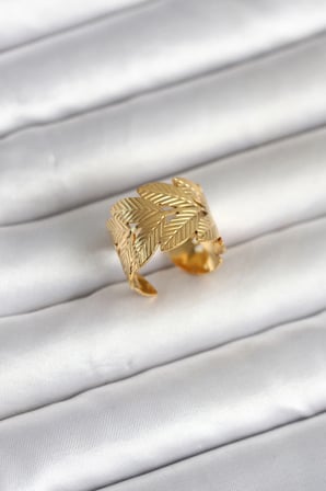 316L Çelik Gold Renk Başak Modeli Kadın Yüzük 5886