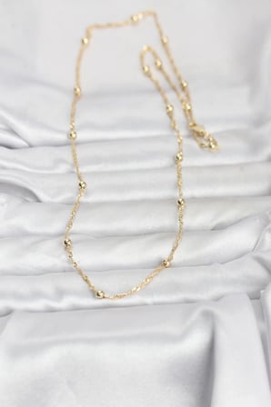 CM 14K Gold Renk Burgu ve Top Zincirli Model 60 cm Kadın Kolye 5886
