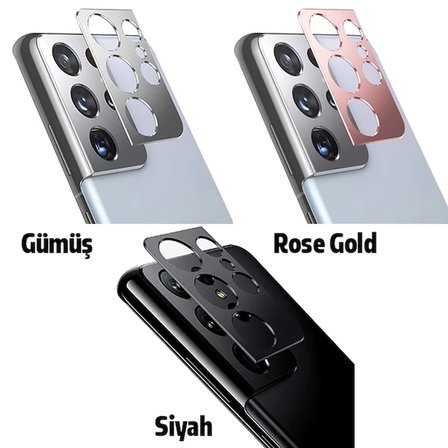 SM Galaxy S21 Ultra 3D Metal Kamera Koruyucu Metal Lens-(5775)