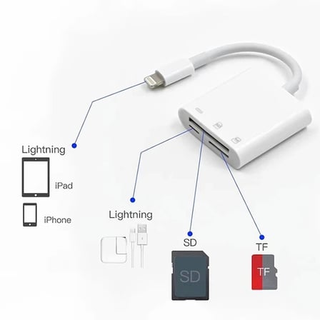 ALLY NK-101Y Pro 3 İn 1 İPhone Lightning to SD-TF Çevirici Adaptör-(5775)