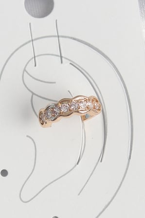 Pirinç Gold Renk Zirkon Taşlı Kadın Kıkırdak Küpe 5886
