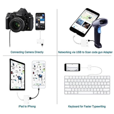 3in1 İPhone-İPAD lightning To Kulakılık ve Usb Kamera Okuyucu Otg-(5775)
