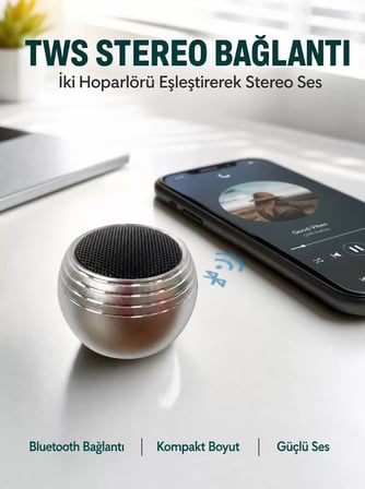 Mini Kablosuz Hoparlör Derin Bas TWS Bağlantı Şarjlı Model Yeni Nesil