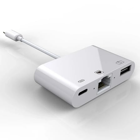 İPhone/İPad 3İN1 Ethernet RJ45 Ve Usb Kamera Adaptörü NK107-(5775)