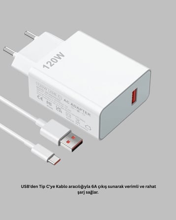 120 Watt Ultra Hızlı Şarj Seti Realme 7 8 9 Pro Uyumlu