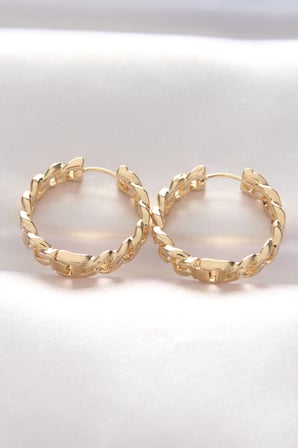 Pirinç Gold Renk Zincir Model Halka Küpe 5886