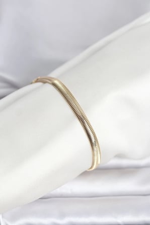 CM 14K Gold Renk Yassı Zincir Yılan Model Kadın Bileklik 5886